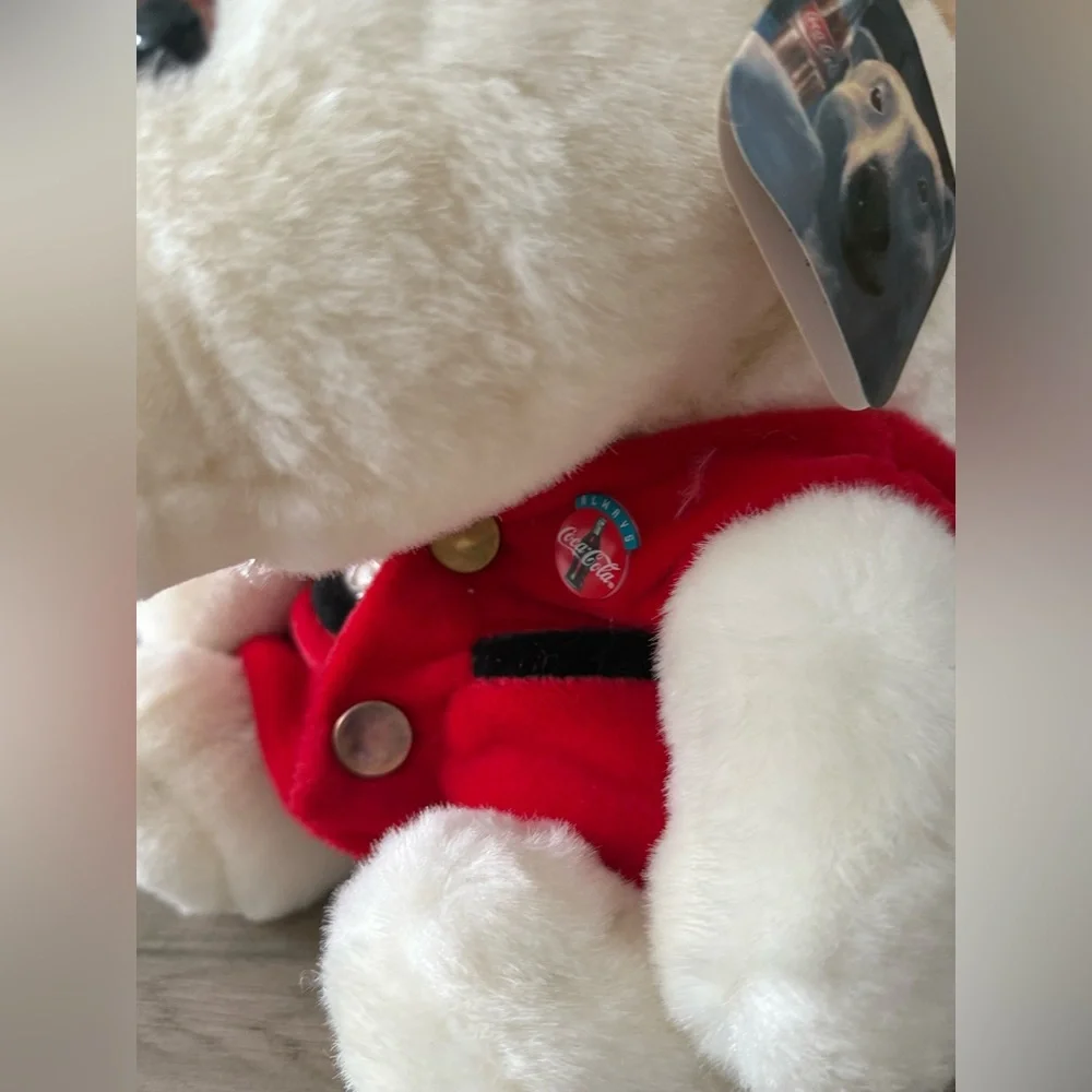 Coca Cola Plush White Bear with Red Vest - Picture 2 of 6